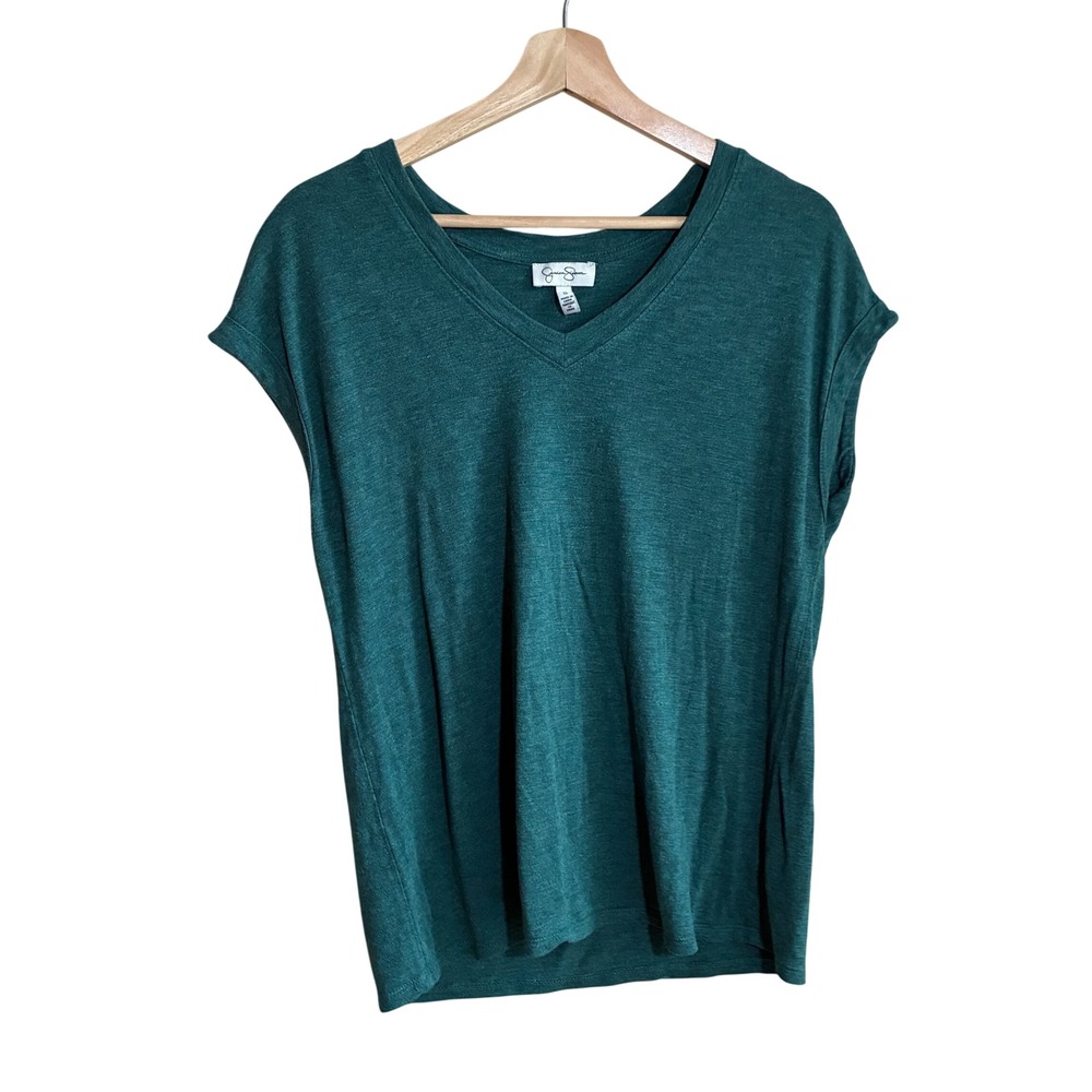 Jessica Simpson V-Neck Cap Sleeve Top S Green Womens Viscose Blend